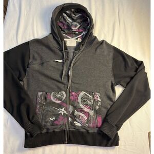 Vintage Thor‎ Original MX Zip Up Hoodie Purple Wheel/skull Graphic Men's Med Y2K